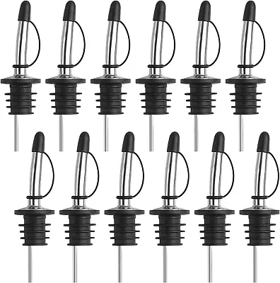 12 Pack Pour Spout For Liquor Bottles W/ Rubber Dust Caps Olive Oil Accessories • $10.01