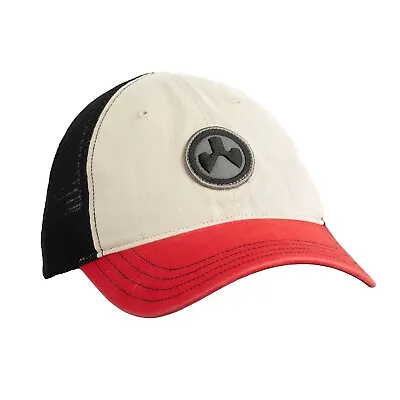 Magpul Industries Icon Patch Garment Washed Trucker Hat - Stone/Black/Red • $27.50