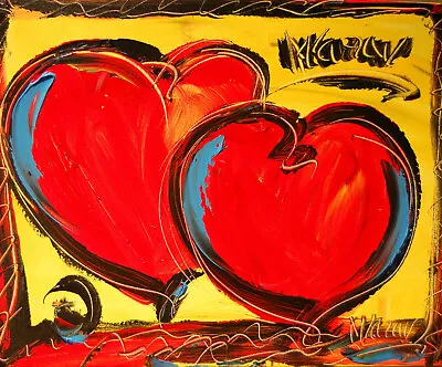 TWO HEARTS  Abstract Modern Original Oil Painting  IMPASTO NO RESERVE FAST SDFGN • $57.77