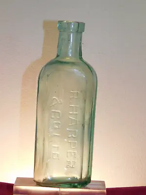 ANTIQUE  R.HARPER  & CO BLUE AQUA CORDIAL EXTRACT CORKER TOP BOTTLE 1910's • $20