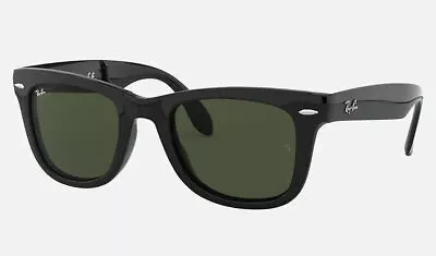 RAY-BAN Wayfarer Folding Classic Gloss Black/Green 54mm Sunglasses RB4105 601 54 • $102.09