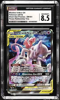 Pokemon CGC 8.5 Mewtwo & Mew GX SM191 Full Art Promo Near Mint - Mint+ • $45