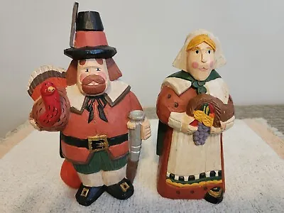 Vintage Midwest Of Cannon Falls Wood Pilgrim Couple Hand Crafted thanksgiving • $14.95