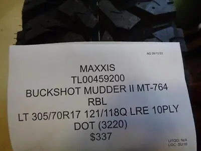 $295.19 • Buy Maxxis Buckshot Mudder Ii Mt-764 Lt 305 70 17 121/118q Lre 10ply Tl00459200 Bq2