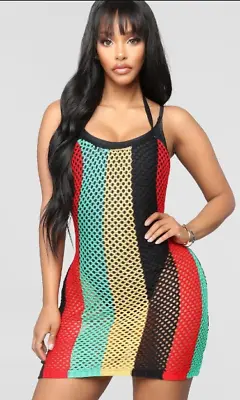 SM Rasta Rihanna Mini Backless Hot Dress 100% Cotton Girl Women Jamaican String • $12.90