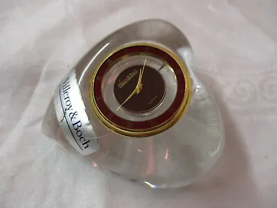 Vintage Villeroy & Boch Crystal Heart Quartz Clock Paperweight • $29.99
