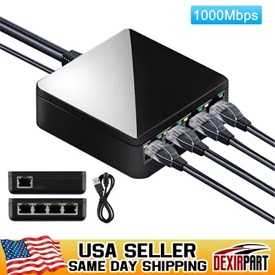 4 Port Gigabit Ethernet Network Switch Hub RJ45 LAN Network Internet Splitter US • $16.89