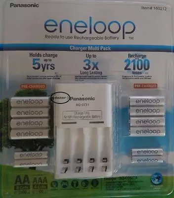 13 Pcs Panasonic Eneloop Ready To Use Rechargeable Battery & Charger 8AA 4AAA • $68.66