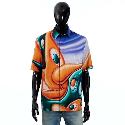 DIOR X KENNY SCHARF 1850$ Oblique Shirt - Short-Sleeve Silk/Cotton Jacquard • $1036