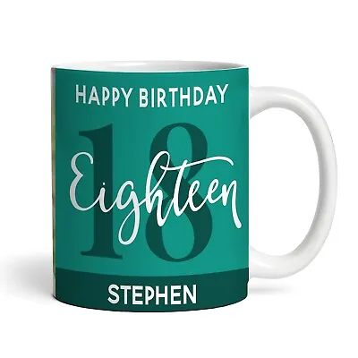 18th Birthday Photo Gift For Him Green Tea Coffee Cup Personalised Mug • £11.66