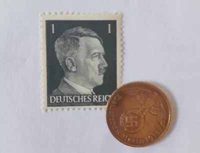 Third Reich World War 2 Coin And Hitler Stamp Set Military History Memorabilia • £4.99