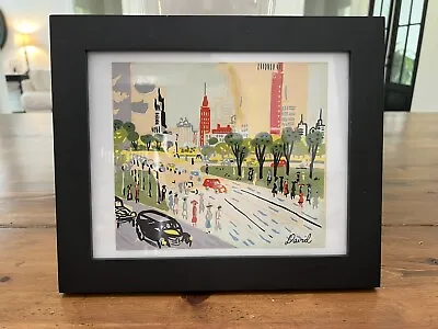Vintage Mid Century Modern Gouache Art Painting Depicts New York By David • $143.99