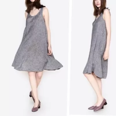 CP Shades Dress Gray Bree Linen Swing Sleeveless Lightweight Sundress Size S • $107.99