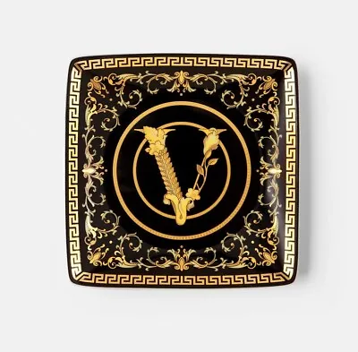 NEW Rosenthal Versace Virtus Gala Flat Square Dish 12cm Black RRP$169 • $105