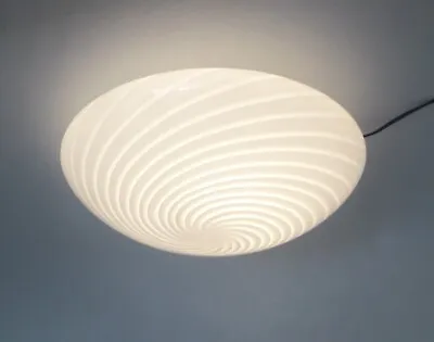 Vetri Murano Lamp Swirl Glass Ceiling Fixture Flushmount Vintage • $490