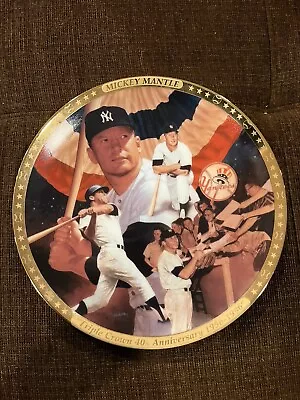 Vintage Mickey Mantle Triple Crown 40th Anniversary Collectible Plate 8  • $20