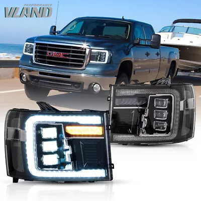 VLAND Projector LED Headlights W/Startup Animation For 2007-2013 GMC Sierra Pair • $619.99