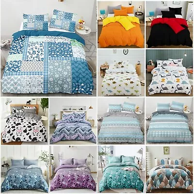 Soft Leaf Patchwork Doona Duvet Quilt Cover Set Single Double Queen King Bedding • $15.99