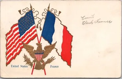 Vintage 1910s WWI Patriotic Embossed Postcard French & American Flags / Unused • $4.80