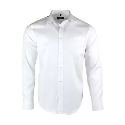 Men's Luxury Dobby Cotton Premium Quality Office Wedding Casual Formal LS Shirts • £12.99