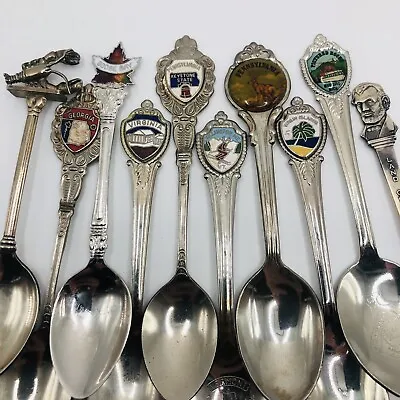 Vtg City State Souvenir Spoon Lot Of 10 - Virgin Islands Goose Bay Michigan • $12.99
