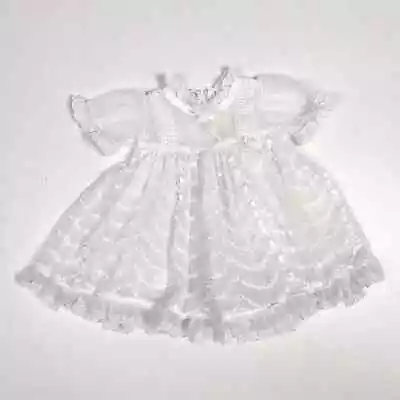 Vtg White Sheer Lace Christening Gown Dress Baby Sz Preemie Baptism • $25