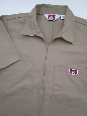 Mens Medium Ben Davis 1/4 Zip Tan Work Shirt USA Vintage • $75