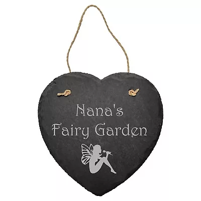 Personalised Engraved Slate Plaque Fairy Garden Girls Birthday Gift Mum Nanna • £9.95