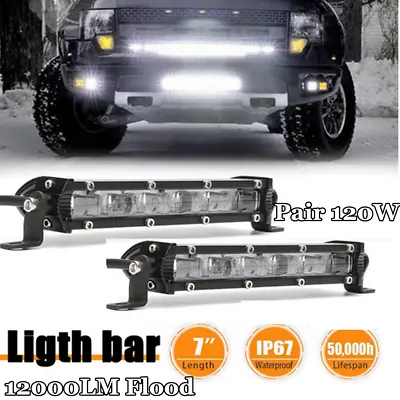 Spot LED Work Lights Bar Driving Fog Lamp For Off-Offroad SUV Car Truck 7in 120W • $24.91