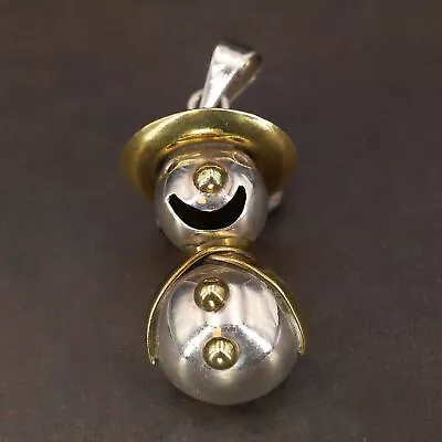 VTG Sterling Silver - MEXICO TAXCO Christmas Snowman Necklace Pendant - 17g • $12.50