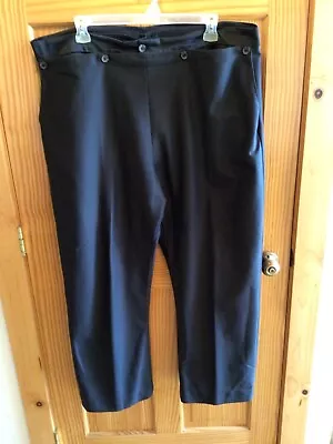 Amish Mennonite Hand Made Black 5-Button Broadfall Pants W46 EUC Plain Clothing • $14.99