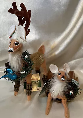 $50 • Buy ANNALEE Dillards Exclusive 8” Woodland Caribou Reindeer & 5” Woodland Fawn LOT