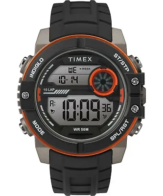 Timex TW5M34700 Men's Digital Chronograph Watch Black Silicone Strap • $32.95