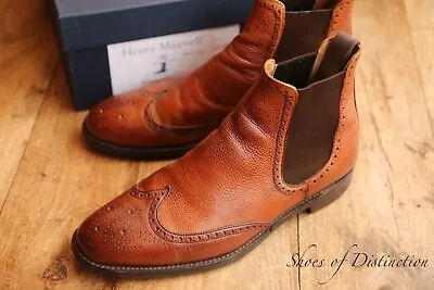 Joseph Cheaney Brown Leather Chelsea Brogue Boots Shoes Men's UK 9 F US 10 EU 43 • £75