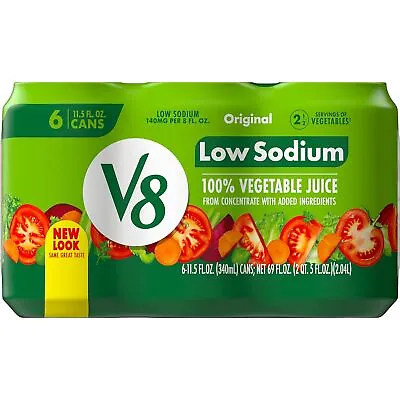 (6 Pack) V8 Low Sodium Original 100% Vegetable Juice With Vitamins 11.5 Fl Oz • $10.99