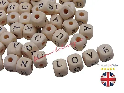 £2.75 • Buy 50 Pcs -  10mm Alphabet Wood  Colour Mixed Letter Cube Wooden Beads Craft Q51