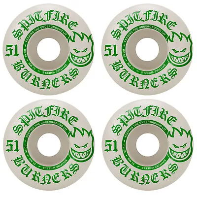 Spitfire Skateboard Wheels Burners 51mm 99A White/Green • $29.95