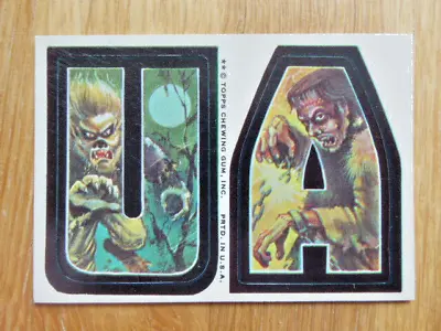 Topps Gum Monster Initials Stickers Letters U & A Tan Back 1973 • $6.20