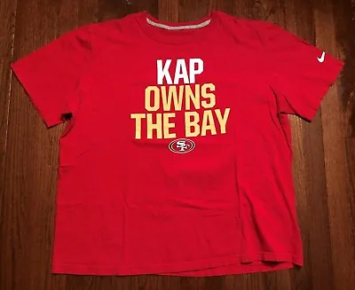 SAN FRANCISCO 49ERS COLIN KAEPERNICK T SHIRT MENS 2XL XXL RED KAP OWNS THE BAY V • $14.99