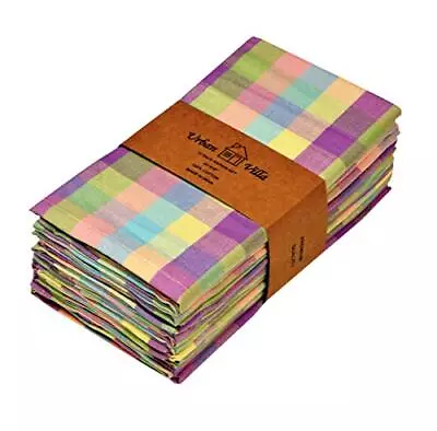 Dinner Napkins Set Of 12 Easter Color/ Buffalo Checks 100% Cotton Over Sized ... • $38.09