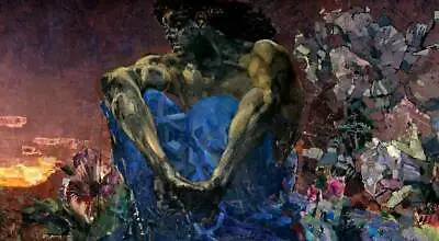 Mikhail Vrubel - A Sitting Demon 30x40IN Rolled Canvas Home Decor Print • $102.63