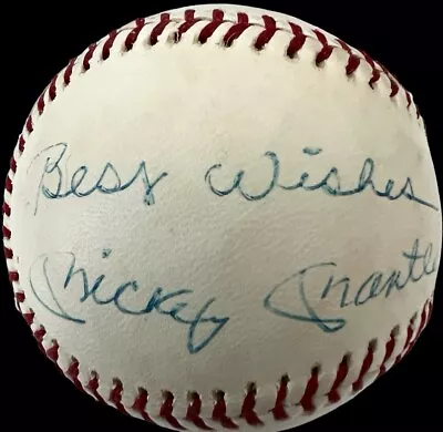 Mickey Mantle Single Signed Best Wishes Vintage Lee Macphail Spalding Baseball • $1500