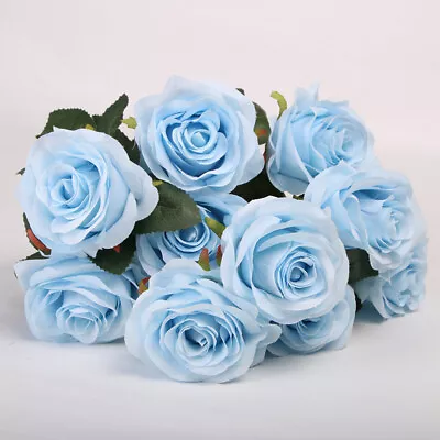 10 Heads Silk Rose Artificial Flowers Fake Bouquet Wedding Home Party Decor UK • £7.26