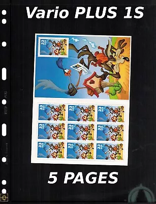 5 VARIO PLUS 1S Pocket Pages For Stamp Currency Collecting Black 8 1/2 X 11 • $19.85