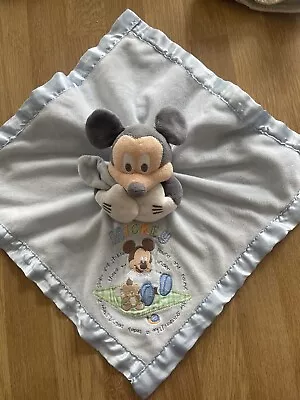 Disney Store Baby Mickey Mouse Blue Soft Plush Toy Comforter Embroidered Detail • £3.99