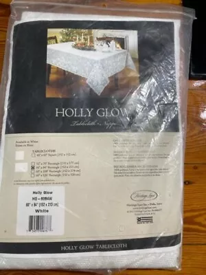 HERITAGE LACE Tablecloth HOLLY GLOW White  60  X 84  NIP (B) • $24.50