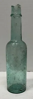 $16.50 • Buy Primitive Blown In Mold Green Aqua Small Glass Bottle 1920’s