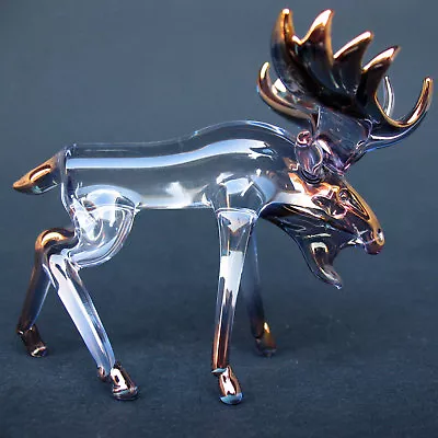 Moose Figurine Of Hand Blown Glass And 24K Gold • $87.50