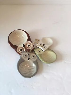 Set Of 4 Ceramic Owl Measuring Spoons Multiple Colors  • $10