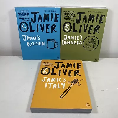 $32.95 • Buy 3 Lot Jamie Oliver Cookbooks- #4 Kitchen #5 Dinners #6 Italy Large Paperbacks